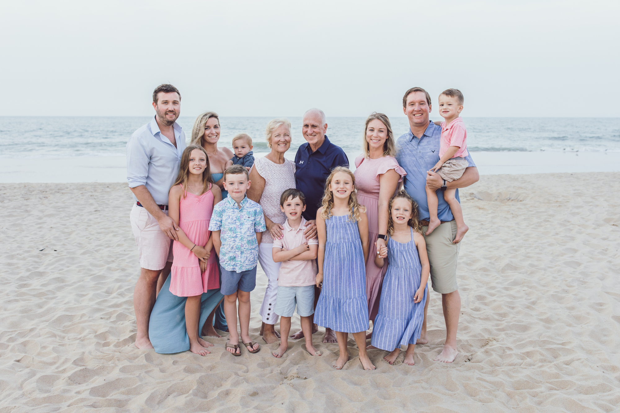 Beach family photographer golden hour portrait on the Delaware shore