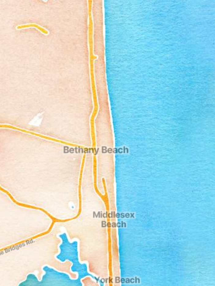 Map of Bethany Beach, Delaware